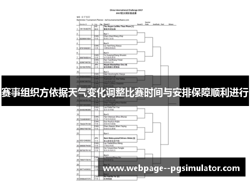 赛事组织方依据天气变化调整比赛时间与安排保障顺利进行 赛事组织方依据天气变化调整比赛时间与安排保障顺利进行
